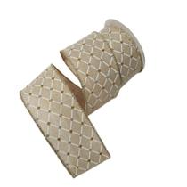 Fita Natal Aramada Bege/branco Com Strass 9,14m Fita Natal Aramada Bege/branco Com Strass 9,14m