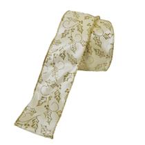 Fita Natal Aramada Creme com Dourado