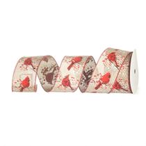 Fita Natal Aramada Decorativa Pássaro Vermelho 6,3x9m Luxo Decoração Natalina Laço Árvore
