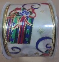 Fita Natal Decorada Aramada Acetinada Ref: 1118 9.14mts