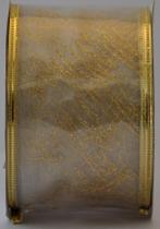 Fita Natal Decorada Aramada dourada voil 6.3cm 9.14mts.Ref:HJB-19 Kit 2 Unidades