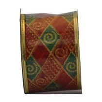 Fita Natal Decorada Aramada voil 6.3cm 9.14mts.Ref:HJB-291 Kit 2 Unidades. - Natal Brasil