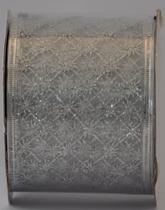 Fita Natal Decorada Aramada Voil Prata 6.3cm 5mts.Ref:HJ08-592 Kit 2 Unidades