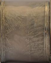 Fita Natal Decorada Aramada Voil Prata 6.3cm 5mts.Ref:HJE-019S Kit 2 Unidades