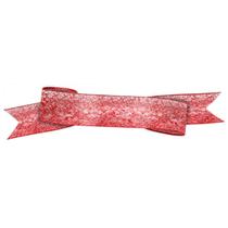 Fita natalina para laços poliéster 3mx6cm glitter Vermelha - Art Christmas