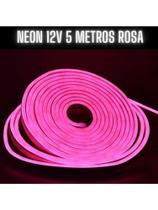 Fita Neon 5 Metros com Fonte 12 Volts Cor Rosa Fita Neon 5 Metros com Fonte 12 Volts Cor Rosa