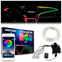 Fita Neon Automotiva Shocklight RGB 5 Canhões 12V Luz Painel Console Porta Controle Via App Bluetooth