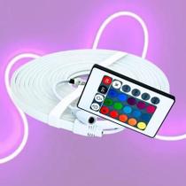 Fita neon led 5mts 54 leds rgb c/controle 12v ip65