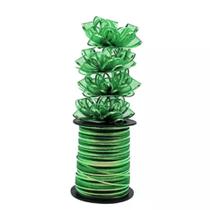 Fita Organza Metalizada 8mm com 10 metros Verde Bandeira