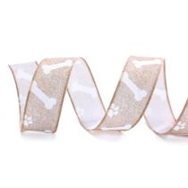 Fita Osso e Patinhas Bege e Branco - 3,8cm x 914cm - 1 unidade - Cromus - Rizzo Fita Osso e Patinhas Bege e Branco - 3,8cm x 914cm - 1 unidade - Cromus - Rizzo