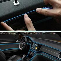 Fita Painel Óptica Led Neon Fibra Porta Carro 5 Mts Azul 12V