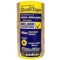 Fita para Empacotamento Qualitape 48MM X 100M Marrom - Pacote com 4 Unidades