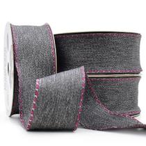Fita para Laços Progresso N09 Jeans Mescla com Pesponto - 38mm com 10 Metros Fita para Laços Progresso N09 Jeans Mescla com Pesponto - 38mm com 10 Metros
