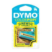 Fita para rotulador Color Pop Dourado Glitter escrita Preto 12mm - Dymo Fita para rotulador Color Pop Dourado Glitter escrita Preto 12mm - Dymo