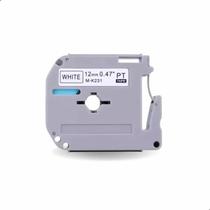 Fita para Rotulador Evolut MK231 12mm x 8m Reposição Etiqueta Impressão Branco com Escrita Preta