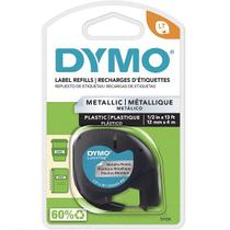 Fita para Rotulador Letratag 12MM X 4M PRETO/METALICO