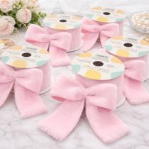 Fita Pelúciada Aramada Rosa Bebê Páscoa 6,3cm 2,7m Kit 2pçs
