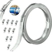 Fita Perfurada Aço Inox 3m X 8mm 8 Clip Aperto Abraçadeira