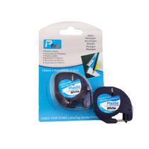 Fita Plástica Refil Compatível com 91331 91201 Branca 12mm p/ Rotulador Dymo Letratag LT-100H LT-100T Plus Label Maker QX50 XR MT