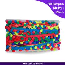 Fita Pompom 20mm Multicor 1 Rolo Com 25 Metros.