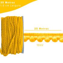 Fita Pompom Amarelo Ouro 10mm Rolo Com 25 Metros - Nybc