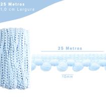 Fita Pompom Azul Bebê 10mm Rolo Com 25 Metros - Nybc Fita Pompom Azul Bebê 10mm Rolo Com 25 Metros - Nybc