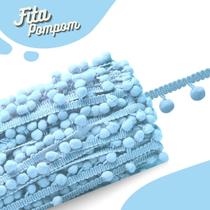 Fita Pompom Azul Bebê 30mm Rolo Com 25 Metros - Nybc Fita Pompom Azul Bebê 30mm Rolo Com 25 Metros - Nybc