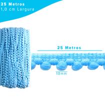 Fita Pompom Azul Turquesa 10mm Rolo Com 25 Metros - Nybc Fita Pompom Azul Turquesa 10mm Rolo Com 25 Metros - Nybc