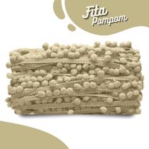 Fita Pompom Bege Areia 30mm Rolo Com 25 Metros - Nybc