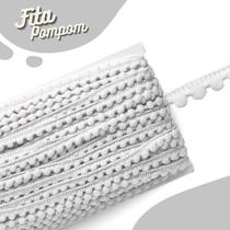 Fita Pompom Branca 10mm Rolo Com 25 Metros - Nybc Fita Pompom Branca 10mm Rolo Com 25 Metros - Nybc