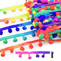 Fita Pompom Grelot Multicolor Neon 20mm - 25 metros