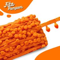 Fita Pompom Laranja 30mm Rolo Com 25 Metros - Nybc