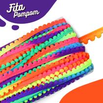 Fita Pompom Multicolorido 10mm Rolo Com 25 Metros - Nybc