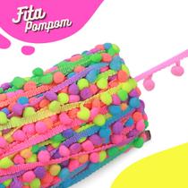 Fita Pompom Multicolorido Leitoso 20mm Rolo Com 25 Metros - Nybc Fita Pompom Multicolorido Leitoso 20mm Rolo Com 25 Metros - Nybc