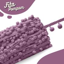 Fita Pompom Rose Escuro 30mm Rolo Com 25 Metros - Nybc