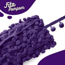 Fita Pompom Roxa 30mm Rolo Com 25 Metros - Nybc