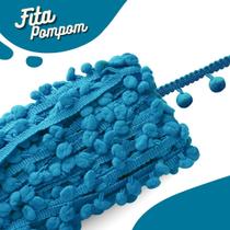 Fita Pompom Turquesa Escuro 30mm Rolo Com 25 Metros - Nybc
