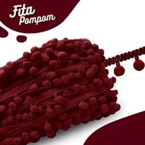 Fita Pompom Vinho 20mm Rolo Com 25 Metros - Nybc Fita Pompom Vinho 20mm Rolo Com 25 Metros - Nybc