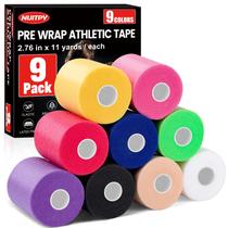 Fita pré-embrulhada NUITPY 9 cores, 7 cm x 10 m para futebol de cabelo, pacote com 9 Fita pré-embrulhada NUITPY 9 cores, 7 cm x 10 m para futebol de cabelo, pacote com 9