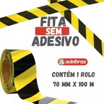 Fita Proibido Passar Zebrada Amarela E Preta 70mm x 100m