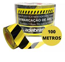 Fita Proibido Passar Zebrada Amarela E Preta 70mm x 100m - Kit c 5 Rolos