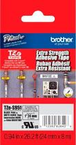 Fita Rotulador Brother TZES-951 24mm Preto/Prateado Extra Forte