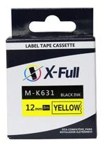 Fita rotuladora brother 12mm mk631 preto no amarelo compativel - IMPORTED