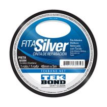 Fita Silver Tape 5m X 48mm Tek Bond Faixa Preta + Resistente - Tekbond