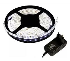 Fita Super Led 3528 Branco Frio 300 Leds 5m + Fonte Fita Super Led 3528 Branco Frio 300 Leds 5m + Fonte