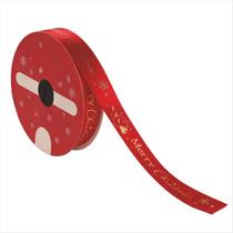 Fita Tecido Merry Christmas Natal Vermelho Dourado 15MM X 5M Fita Tecido Merry Christmas Natal Vermelho Dourado 15MM X 5M