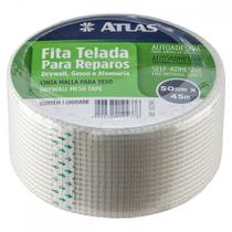 Fita Telada Atlas Fibra De Vidro Para Drywall E Trincas Autoadesiva 50Mm X 45M