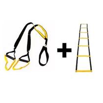 Fita Treinamento Suspenso Funcional Pilates Trx + Escada De Agilidade Funcional 7 Degraus