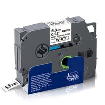 Fita Tubo Termo Retrátil Compatível TZe HSE 211 Branca Letra Preta 6 mm