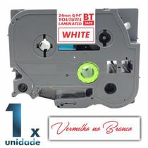 Fita TZ 252 Compat P/ Rotulador BROTHER 24mm Vermelho/Branco